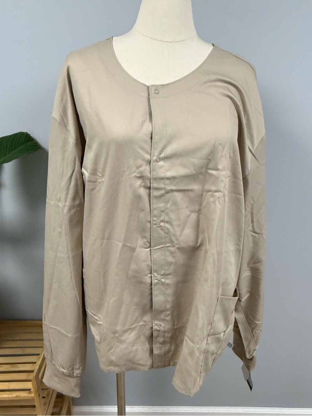 NWT Cherokee WW Flex Scrub Jacket Unisex 5XL Khaki Beige Cotton Warm Up Scrubs